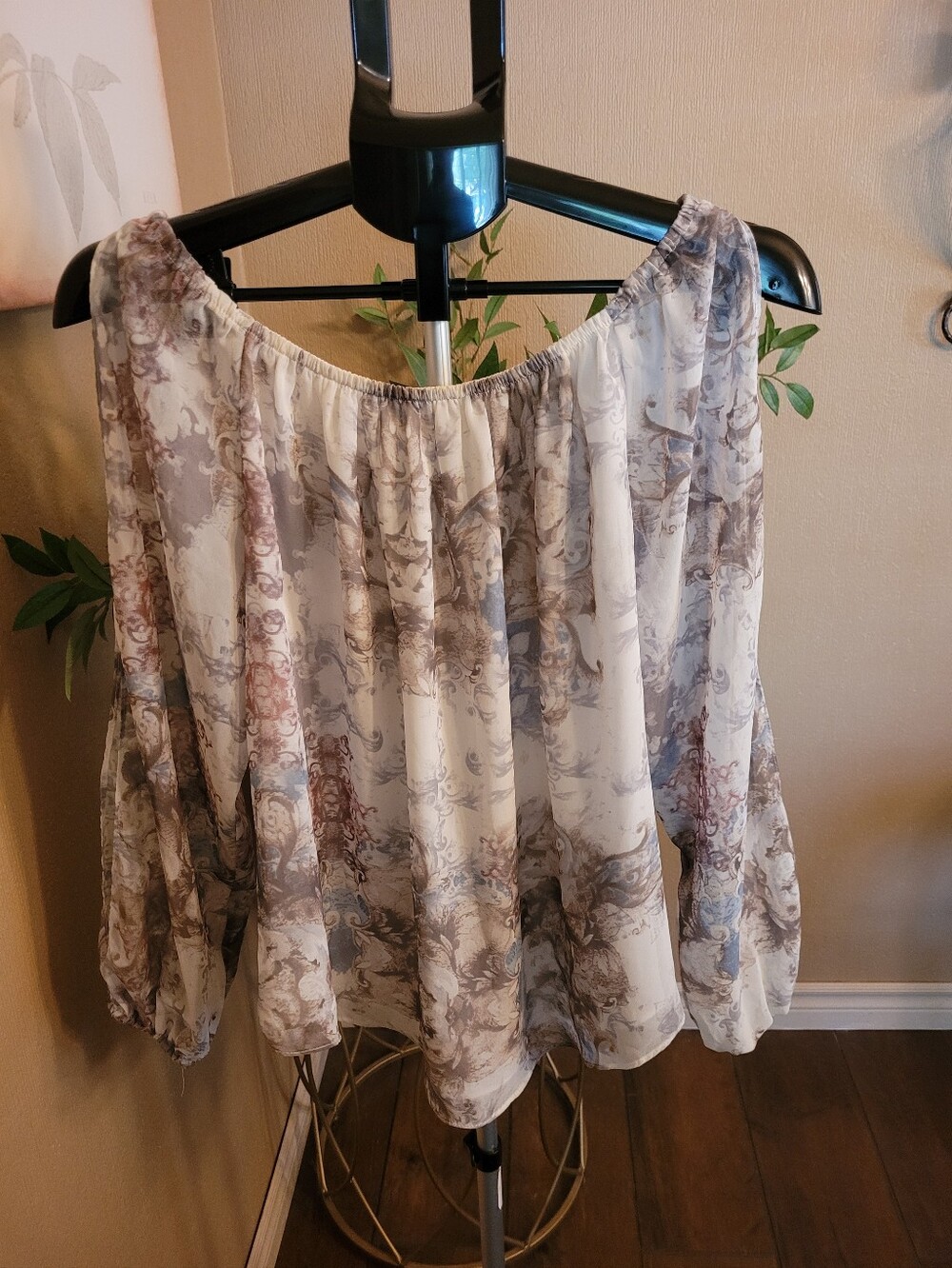 Joseph Ribkoff Women's Cold Shoulder Floral Blouse - Neutral Print